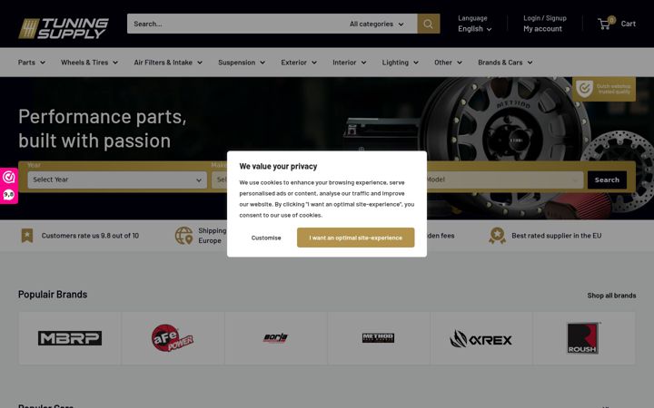 Screenshot ta' tuningsupply.com