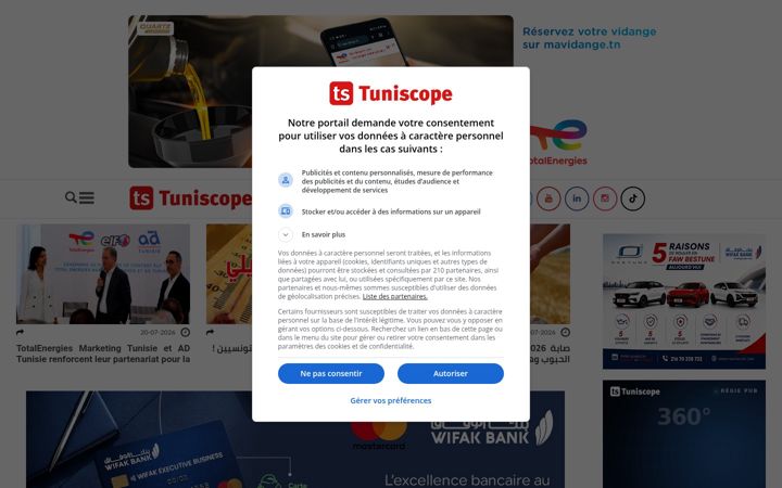 Screenshot of tuniscope.com