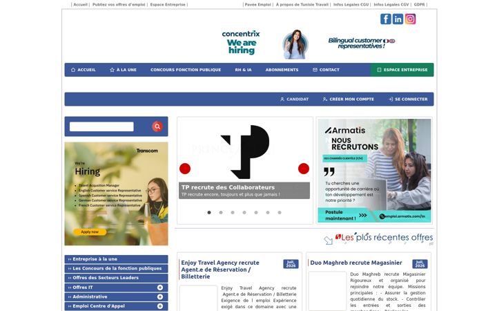 Screenshot ta' tunisietravail.net