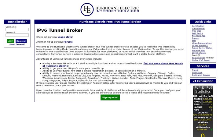 Screenshot of tunnelbroker.net