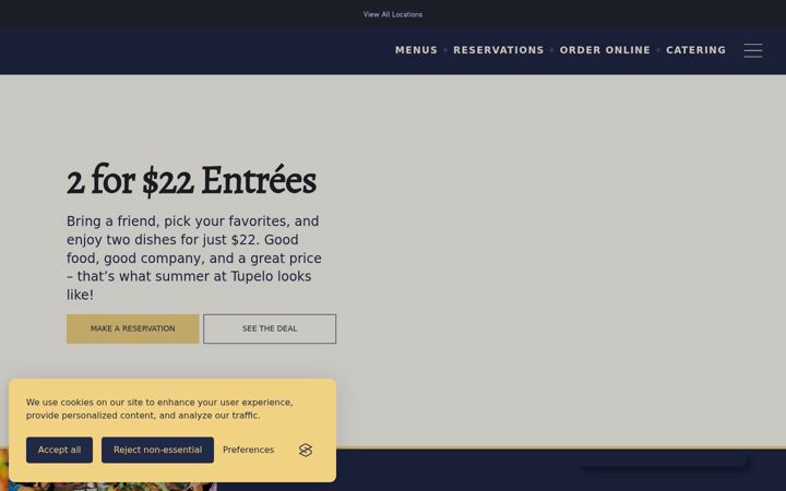Screenshot of tupelohoneycafe.com