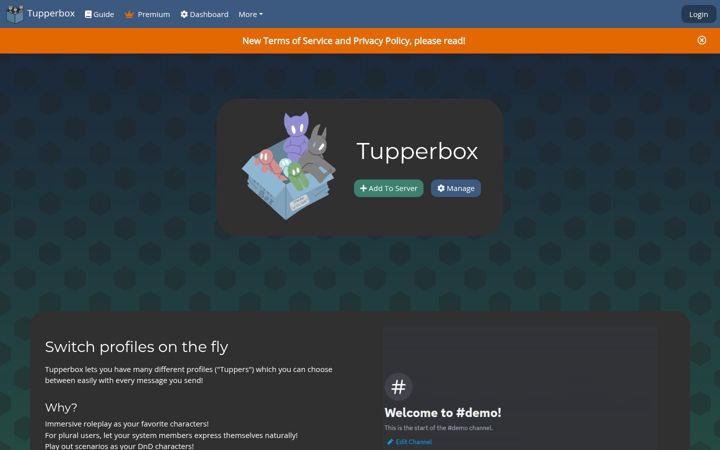 Screenshot of tupperbox.app