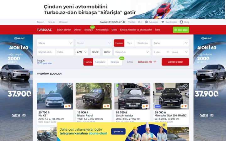 Snimka zaslona za turbo.az