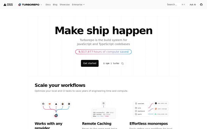 Screenshot of turborepo.dev