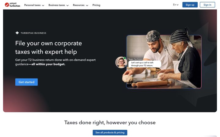 Screenshot of turbotax.ca