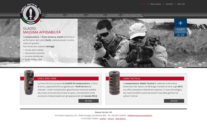 Kuvakaappaus sivustosta turellitacticalarms.it
