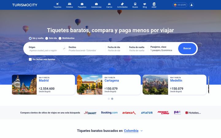 Skærmbillede af turismocity.com.co