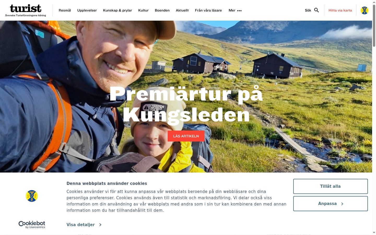Skærmbillede af samtykkebanneret, som det blev vist før nogen interaktion