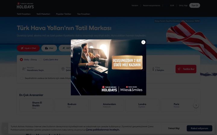 Screenshot of turkishairlinesholidays.com