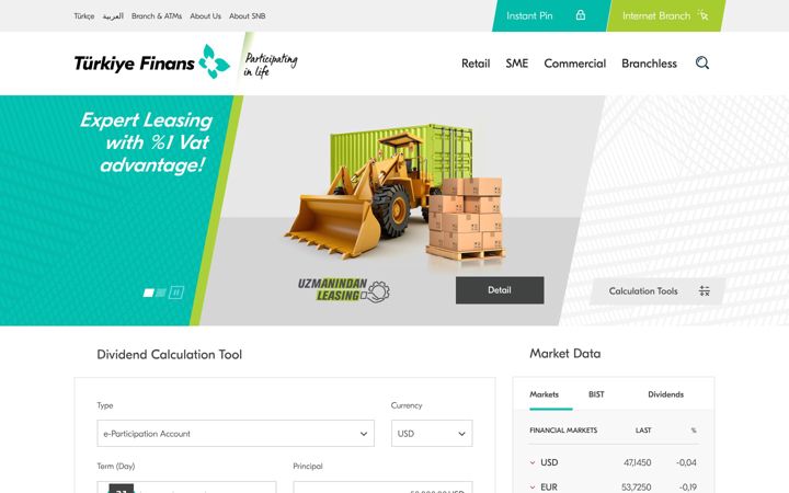 Screenshot of turkiyefinans.com.tr