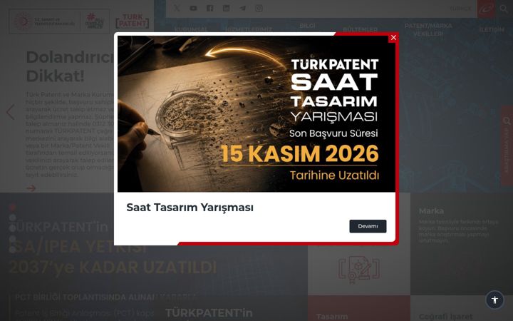 Screenshot of turkpatent.gov.tr