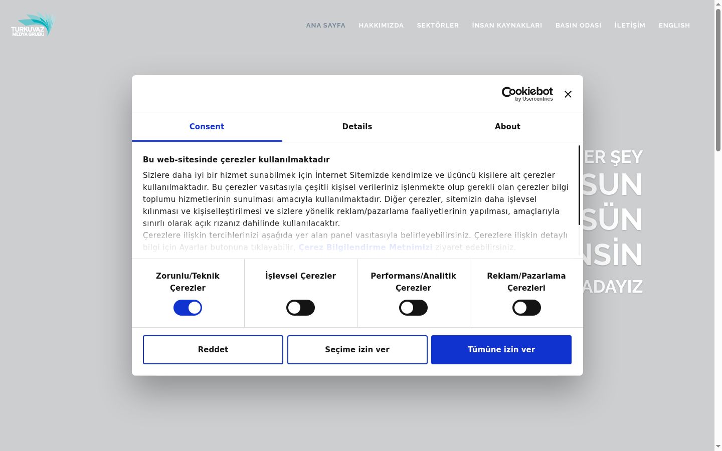 Screenshot of the consent banner shown before any interaction