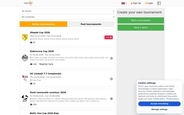 Screenshot of turniir.ee