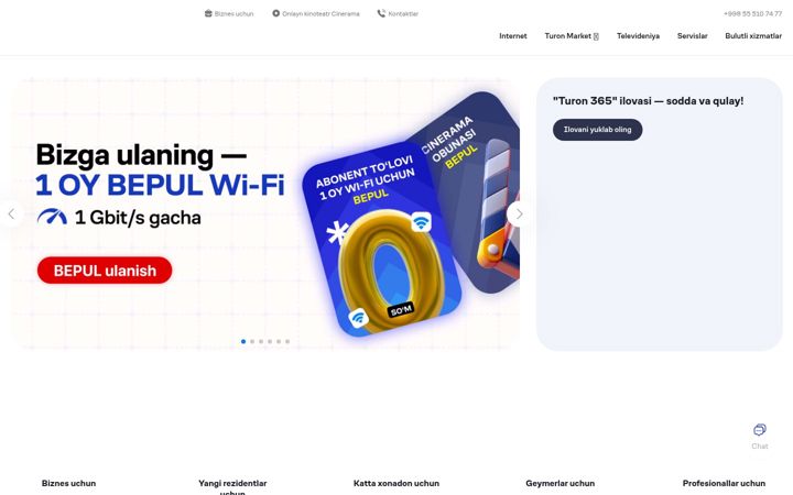 Screenshot of turontelecom.uz