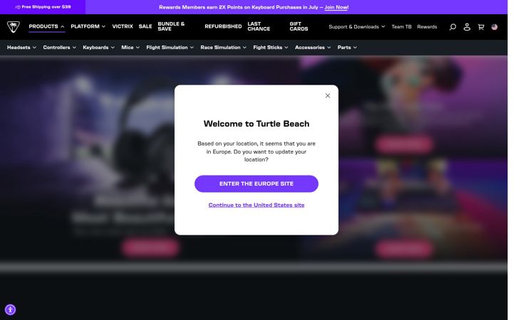 Screenshot van turtlebeach.com