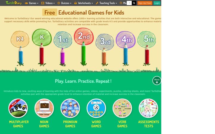 Screenshot of turtlediary.com