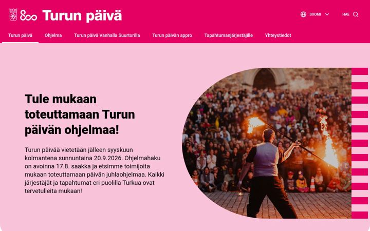 Skærmbillede af turunpaiva.fi