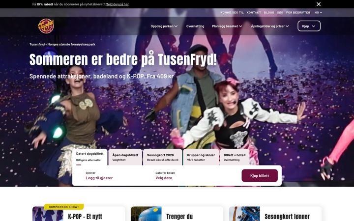 Screenshot of tusenfryd.no