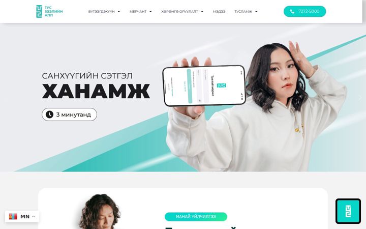 Screenshot of tusfintech.mn