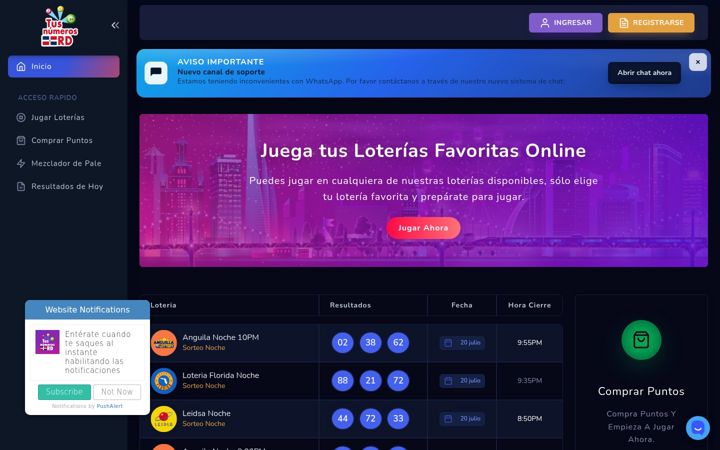 Screenshot of tusnumerosrd.com