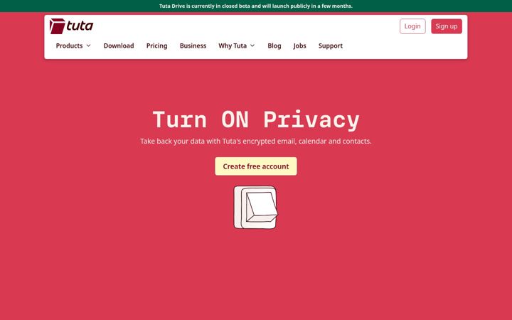 Screenshot of tutanota.de