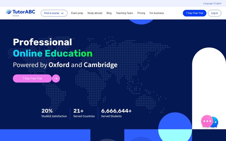 Screenshot von tutorabc.com