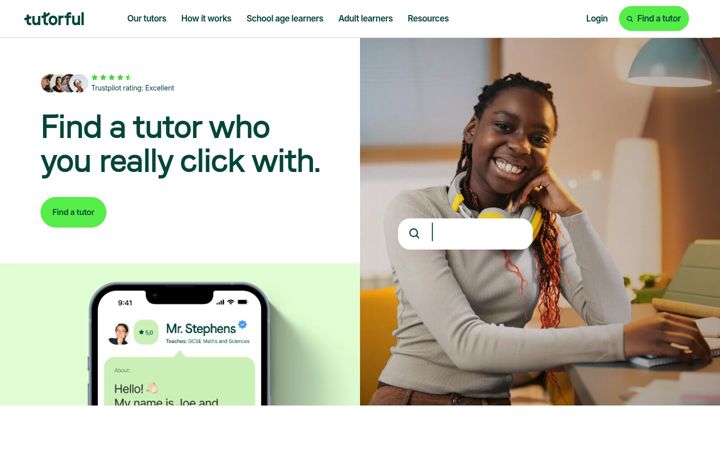 Screenshot of tutorful.co.uk