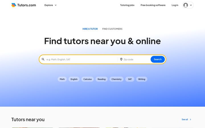 Screenshot von tutors.com