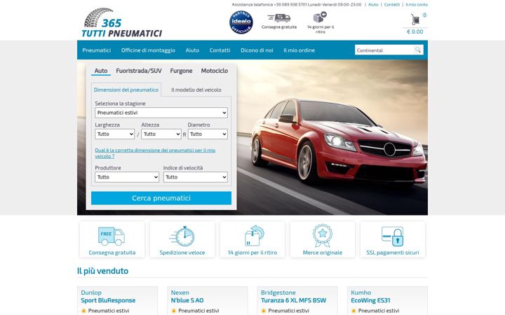 Screenshot of tuttipneumatici365.it