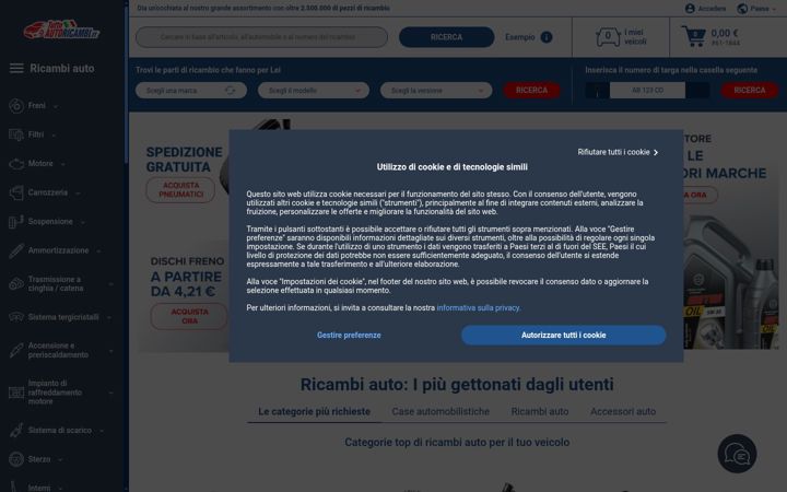 Ekrano kopija tuttoautoricambi.it