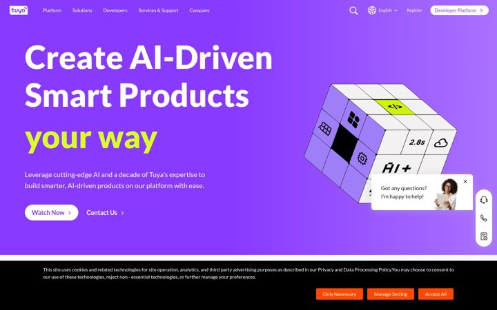 Screenshot of tuya.com