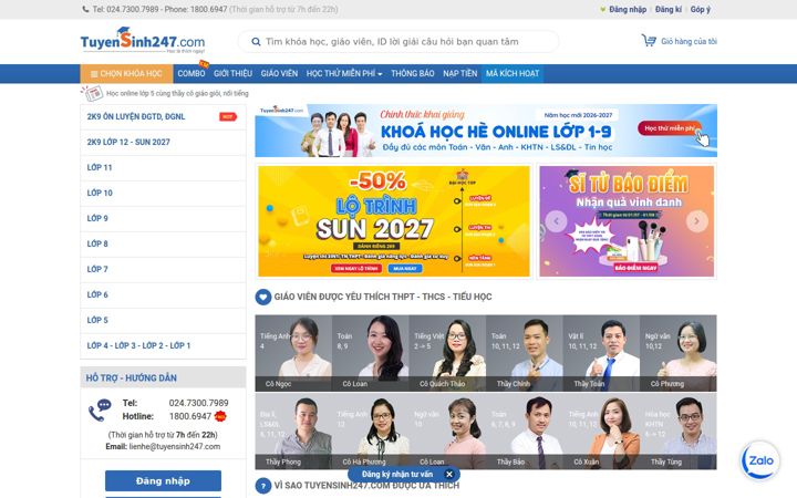 Screenshot of tuyensinh247.com