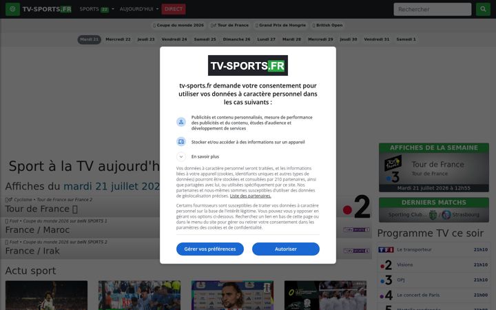 Screenshot of tv-sports.fr