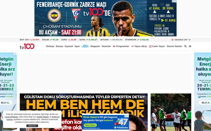 Screenshot von tv100.com