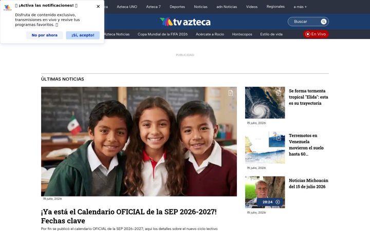 Capture d'écran de tvazteca.com