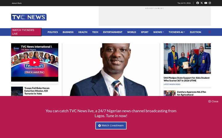 Screenshot of tvcnews.tv