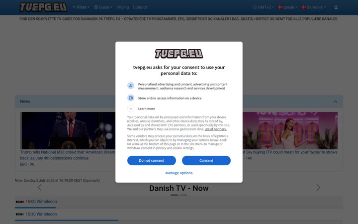 Screenshot of tvepg.eu