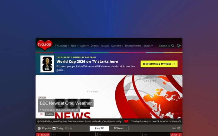 Screenshot von tvguide.co.uk