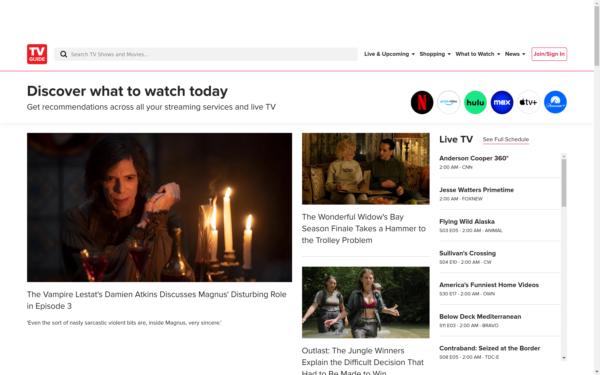Screenshot of tvguide.com