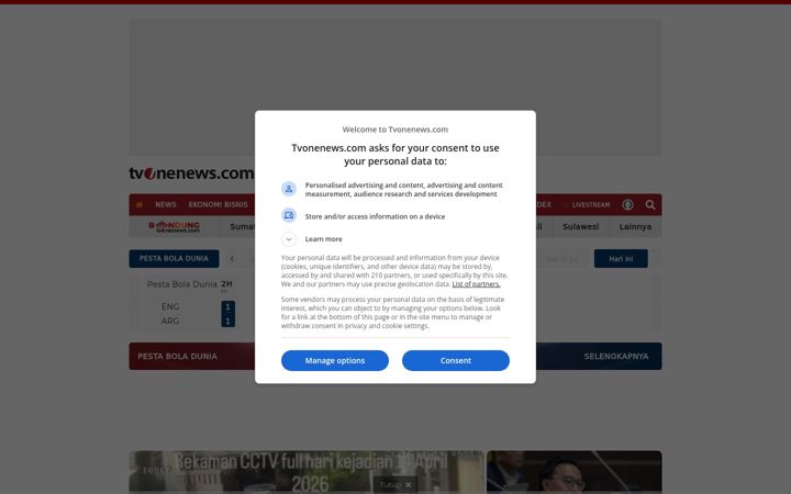 Screenshot ta' tvonenews.com
