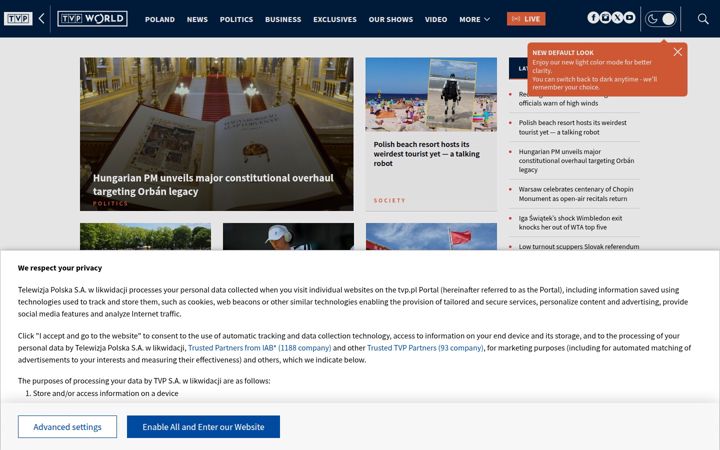 Screenshot of tvpworld.com