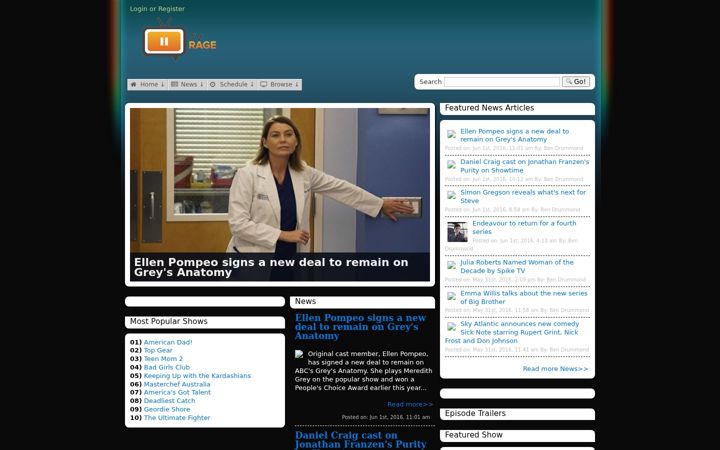 Screenshot of tvrage.com