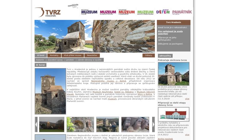 Screenshot of tvrzhradenin.cz