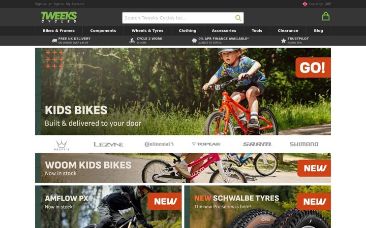 Skærmbillede af tweekscycles.com