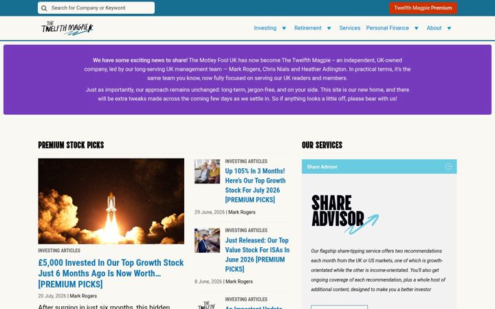 Screenshot of twelfthmagpie.com