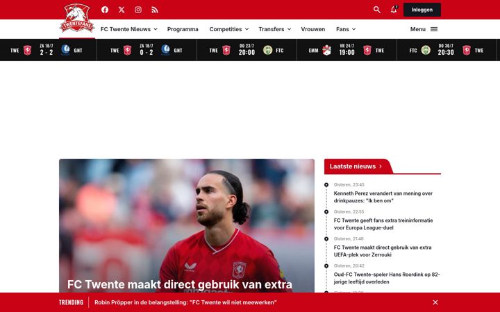 Screenshot of twentefans.nl