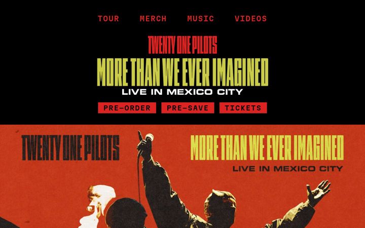 Screenshot of twentyonepilots.com