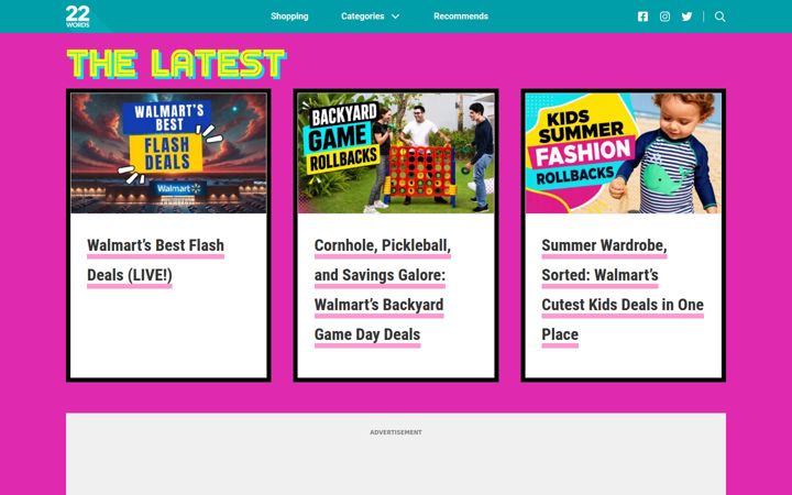 Screenshot of twentytwowords.com