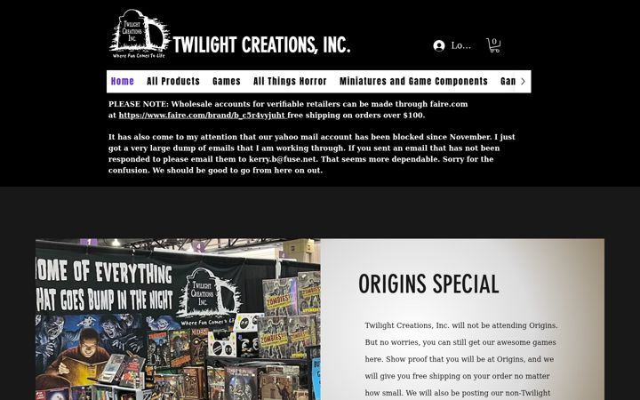 Screenshot of twilightcreationsinc.com
