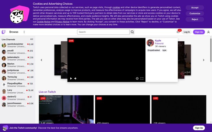Screenshot di twitch.com